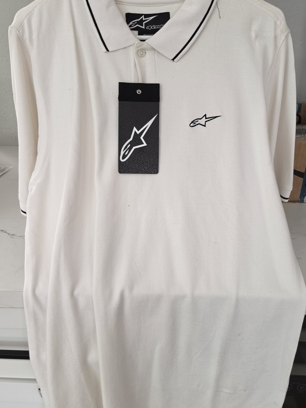 Alpinestars White Polo with Black Trim and Logo